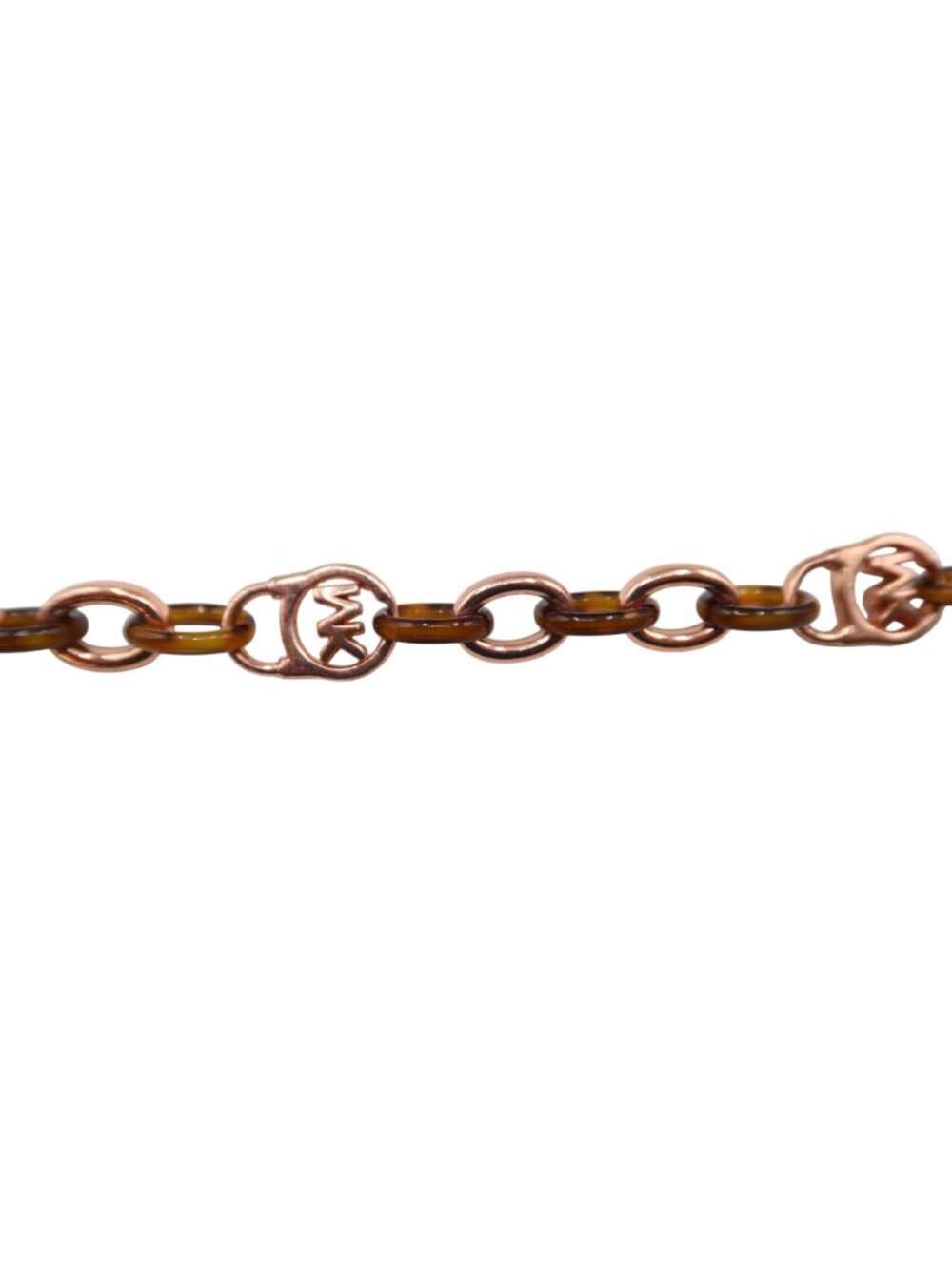 MICHAEL KORS MK Logo Rose Gold Faux Tortoiseshell Chunky Chain Padlock Bracelet - Picture 7 of 8
